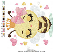 Load image into Gallery viewer, Bee embroidery design - Bee Happy embroidery designs machine embroidery pattern - Baby girl embroidery file - Honey bee with crown and lace
