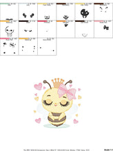 Charger l&#39;image dans la galerie, Bee embroidery design - Bee Happy embroidery designs machine embroidery pattern - Baby girl embroidery file - Honey bee with crown and lace
