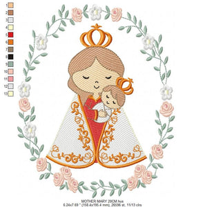 Holy Mary embroidery designs - Holy embroidery design machine embroidery pattern - Catholic embroidery file - Hail Mary religious embroidery