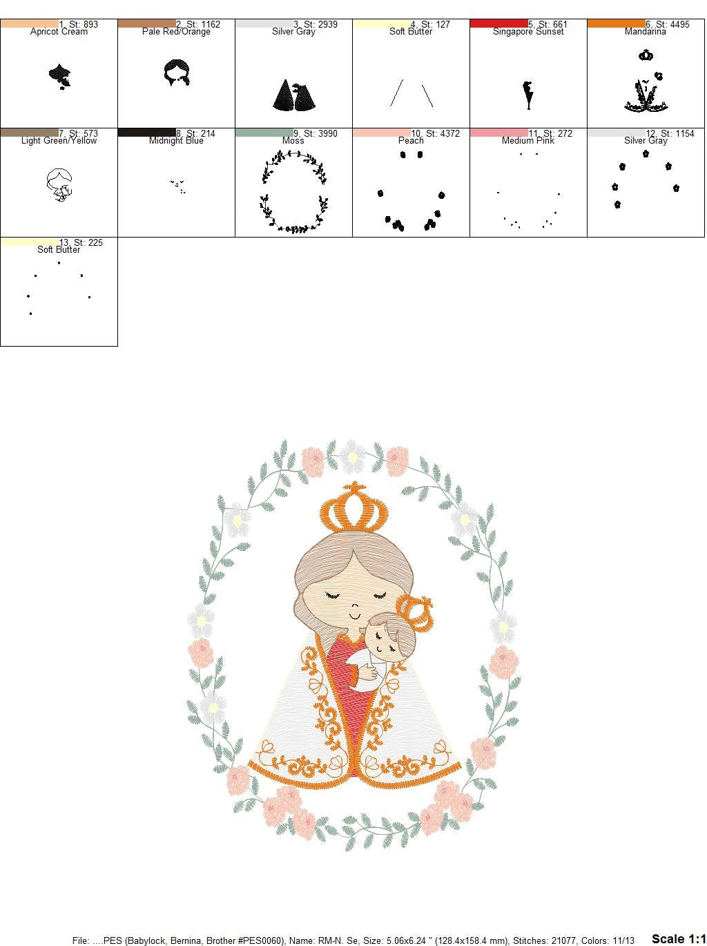 Holy Mary embroidery designs - Holy embroidery design machine embroidery pattern - Catholic embroidery file - Hail Mary religious embroidery