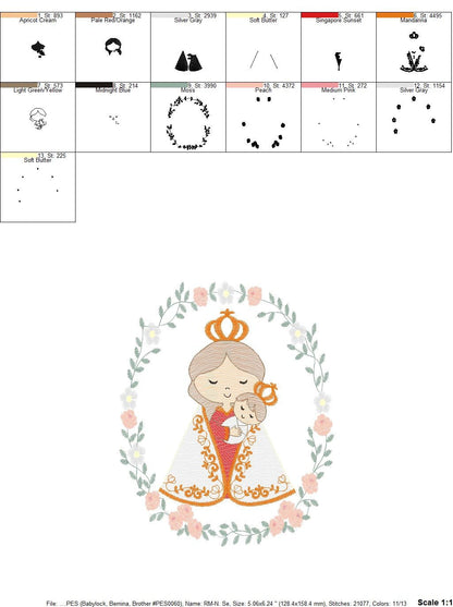 Holy Mary embroidery designs - Holy embroidery design machine embroidery pattern - Catholic embroidery file - Hail Mary religious embroidery