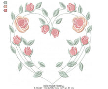 Cargar imagen en el visor de la galería, Heart with roses embroidery designs - Flower embroidery design machine embroidery pattern - Monogram Frame embroidery file - pes jef vip hus
