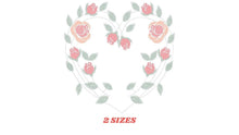 Laden Sie das Bild in den Galerie-Viewer, Heart with roses embroidery designs - Flower embroidery design machine embroidery pattern - Monogram Frame embroidery file - pes jef vip hus
