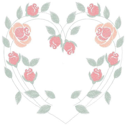 Heart with roses embroidery designs - Flower embroidery design machine embroidery pattern - Monogram Frame embroidery file - pes jef vip hus