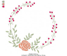 Laden Sie das Bild in den Galerie-Viewer, Monogram Frame embroidery designs - Flower embroidery design machine embroidery pattern - Rose wreath embroidery file - instant download jef
