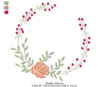 Load image into Gallery viewer, Monogram Frame embroidery designs - Flower embroidery design machine embroidery pattern - Rose wreath embroidery file - instant download jef
