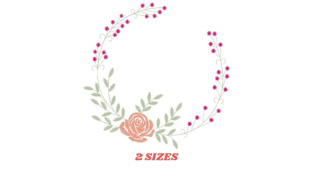 Monogram Frame embroidery designs - Flower embroidery design machine embroidery pattern - Rose wreath embroidery file - instant download jef