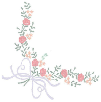 Flowers Corner embroidery designs - Kitchen Towel embroidery design machine embroidery pattern - Roses embroidery file - Roses Bouquet pes