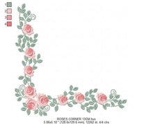 Load image into Gallery viewer, Roses Corner embroidery designs - Flower embroidery design machine embroidery pattern - Floral Frame embroidery file - instant download pes
