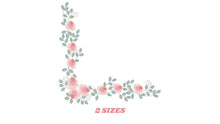 Load image into Gallery viewer, Roses Corner embroidery designs - Flower embroidery design machine embroidery pattern - Floral Frame embroidery file - instant download pes
