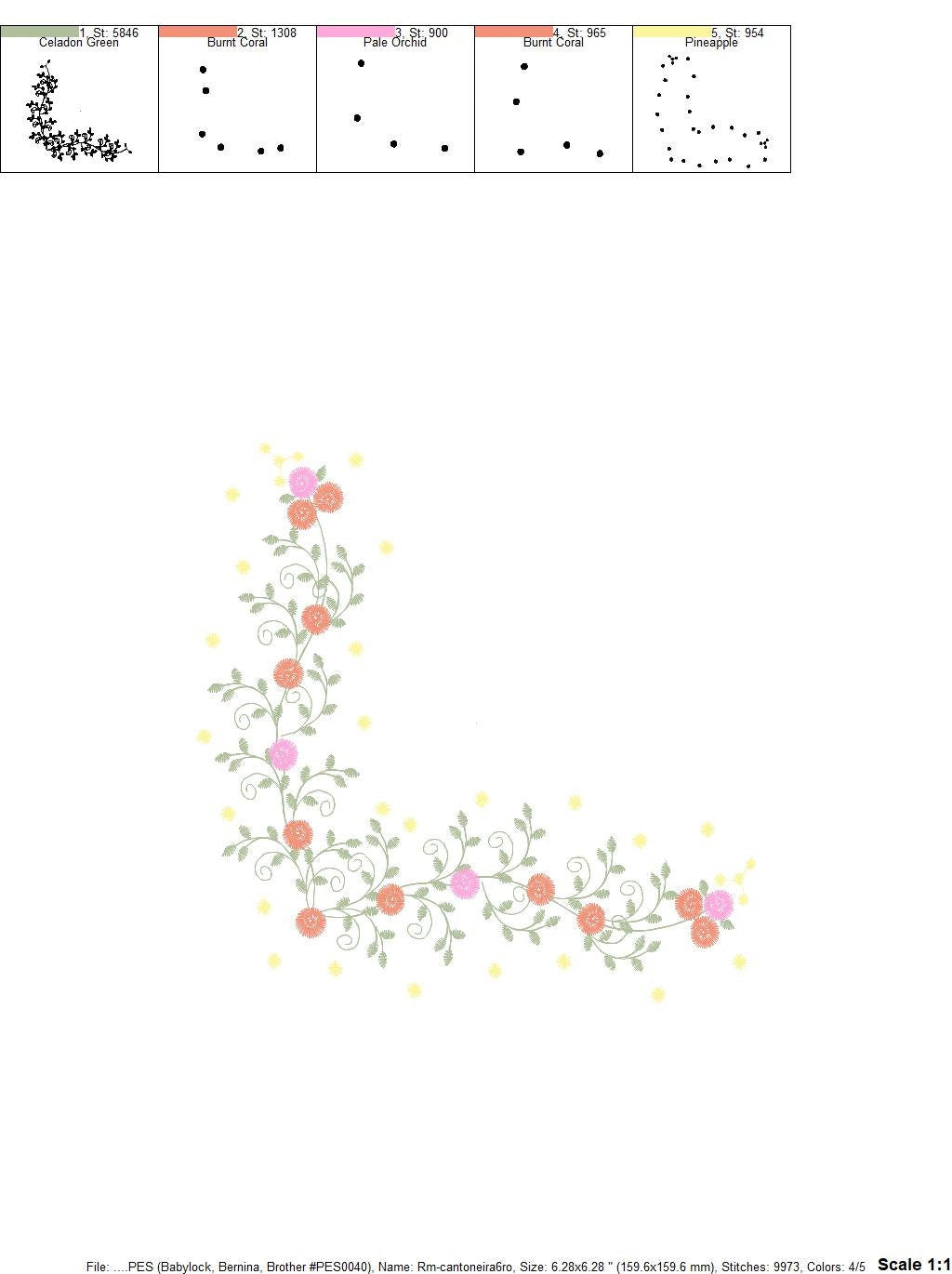 Flower Corner embroidery designs - Roses Frame embroidery design machine embroidery pattern - Roses corner embroidery - instant download jef