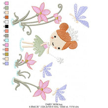 Charger l&#39;image dans la galerie, Fairy embroidery designs - Baby girl embroidery design machine embroidery pattern - Fantasy Pixie with flowers embroidery - instant download
