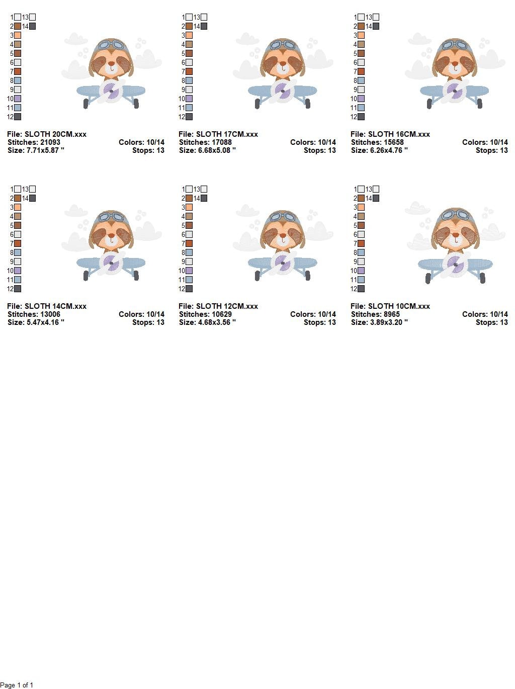 Airplane embroidery designs - Sloth Pilot embroidery design machine embroidery pattern - Baby boy embroidery file - digital download pes jef