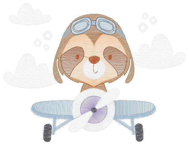 Airplane embroidery designs - Sloth Pilot embroidery design machine embroidery pattern - Baby boy embroidery file - digital download pes jef