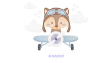 Load image into Gallery viewer, Plane embroidery designs - Fox Pilot embroidery design machine embroidery pattern - Fox Pilot aviator - Baby boy embroidery file download
