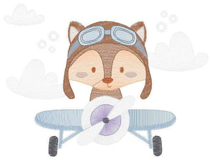 Plane embroidery designs - Fox Pilot embroidery design machine embroidery pattern - Fox Pilot aviator - Baby boy embroidery file download