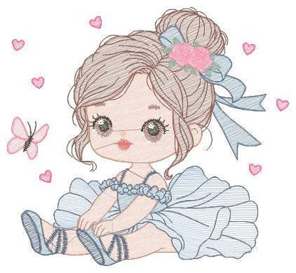 Ballerina embroidery designs - Ballet dancer embroidery design machine embroidery pattern - Baby girl embroidery file - instant download jef