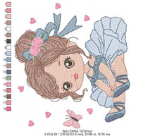 Carica l&#39;immagine nel visualizzatore di Gallery, Ballerina embroidery designs - Ballet dancer embroidery design machine embroidery pattern - Baby girl embroidery file - instant download jef
