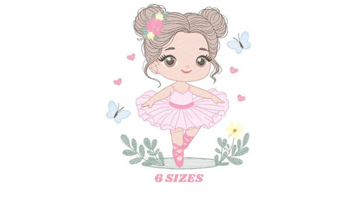 Ballerina embroidery designs - Ballet dancer embroidery design machine embroidery pattern - Baby girl embroidery file - instant download pes