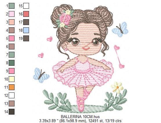 Ballerina embroidery designs - Ballet dancer embroidery design machine embroidery pattern - Baby girl embroidery file - instant download pes