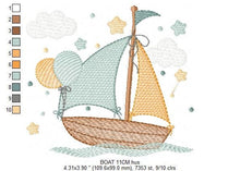 Load image into Gallery viewer, Boat embroidery designs - Sailboat embroidery design machine embroidery pattern - Nautical Baby boy embroidery file - jef instant download
