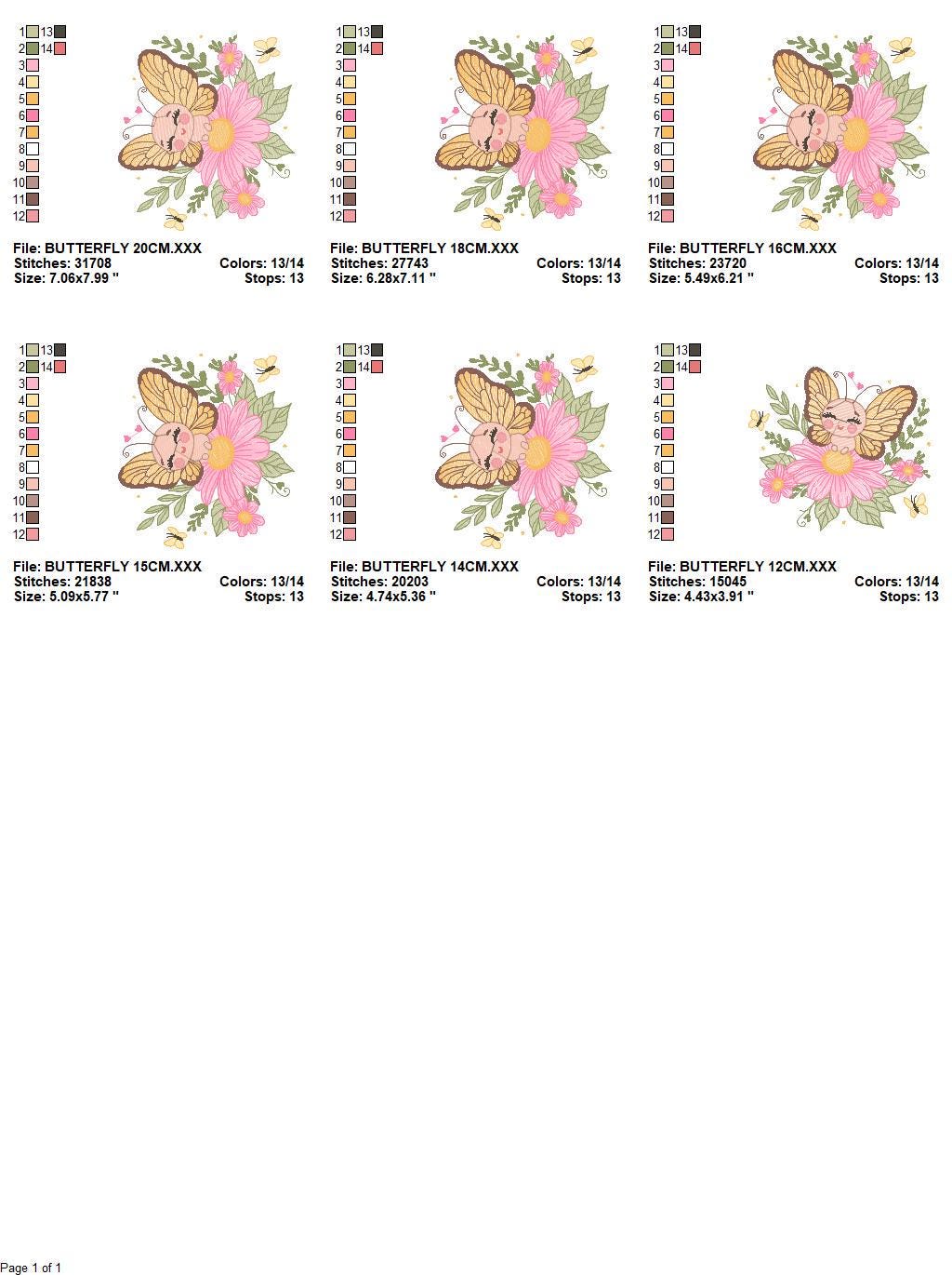 Butterfly embroidery designs - Flowers embroidery design machine embroidery pattern - Kitchen towel embroidery file - instant download pes