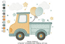 Cargar imagen en el visor de la galería, Truck embroidery designs - Vehicle Pickup embroidery design machine embroidery pattern - baby boy embroidery file - instant digital download
