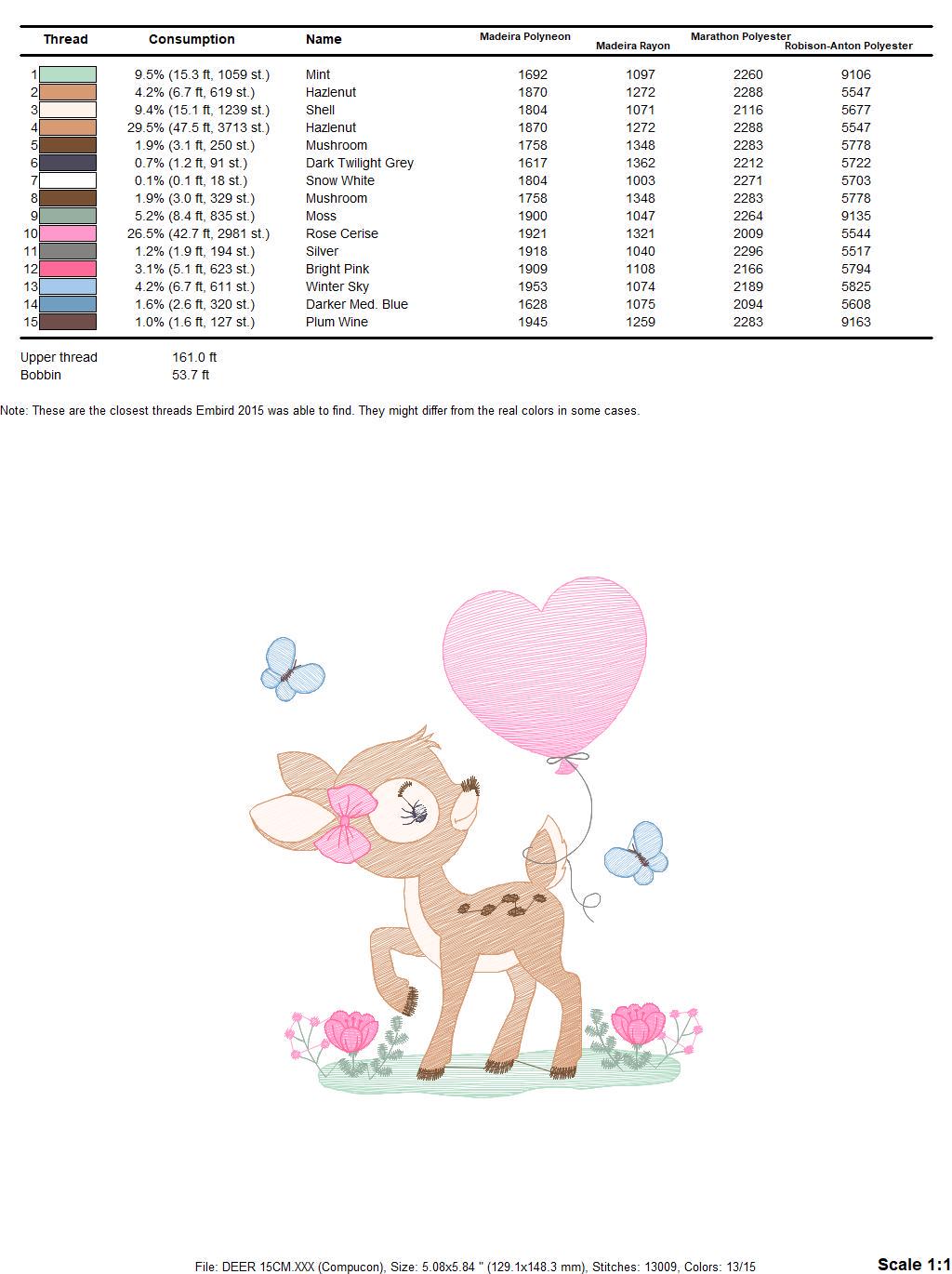 Deer embroidery design - Woodland Animal with Balloon embroidery designs machine embroidery pattern - Baby girl embroidery file - download