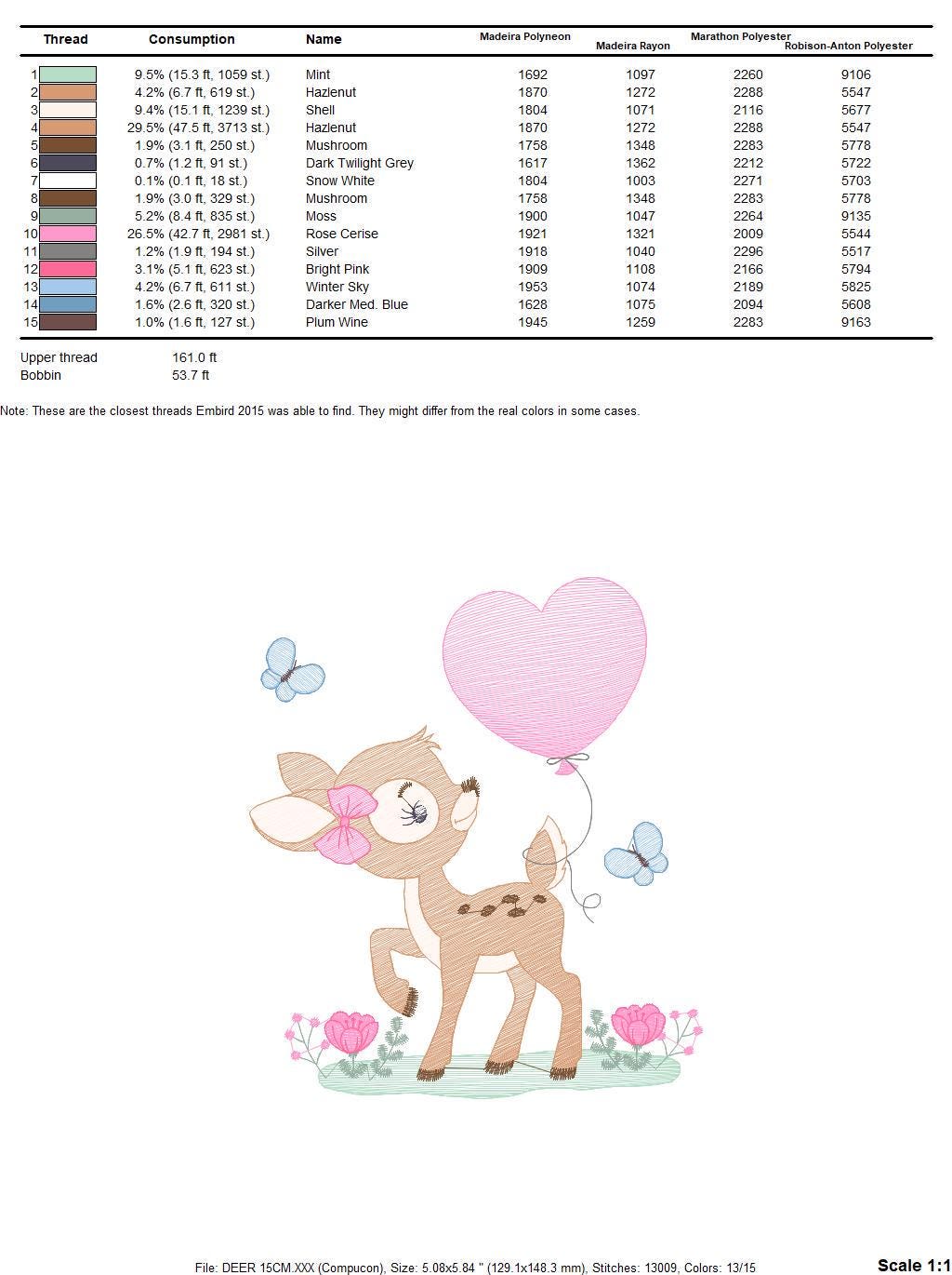 Deer embroidery design - Woodland Animal with Balloon embroidery designs machine embroidery pattern - Baby girl embroidery file - download