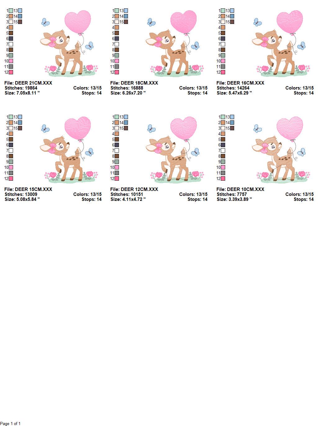 Deer embroidery design - Woodland Animal with Balloon embroidery designs machine embroidery pattern - Baby girl embroidery file - download
