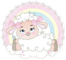 Cargar imagen en el visor de la galería, Sheep with rainbow embroidery design - Rainbow embroidery designs machine embroidery pattern - baby girl embroidery file newborn embroidery
