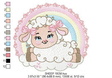 Load image into Gallery viewer, Sheep with rainbow embroidery design - Rainbow embroidery designs machine embroidery pattern - baby girl embroidery file newborn embroidery
