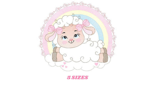 Sheep with rainbow embroidery design - Rainbow embroidery designs machine embroidery pattern - baby girl embroidery file newborn embroidery