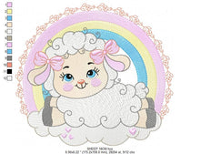 Charger l&#39;image dans la galerie, Sheep with rainbow embroidery design - Rainbow embroidery designs machine embroidery pattern - baby girl embroidery file newborn embroidery
