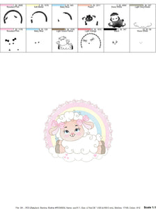 Sheep with rainbow embroidery design - Rainbow embroidery designs machine embroidery pattern - baby girl embroidery file newborn embroidery