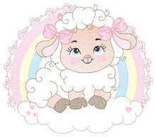 Cargar imagen en el visor de la galería, Sheep with rainbow embroidery design - Rainbow embroidery designs machine embroidery pattern - baby girl embroidery file newborn embroidery
