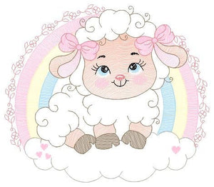 Sheep with rainbow embroidery design - Rainbow embroidery designs machine embroidery pattern - baby girl embroidery file newborn embroidery