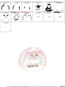 Sheep with rainbow embroidery design - Rainbow embroidery designs machine embroidery pattern - baby girl embroidery file newborn embroidery