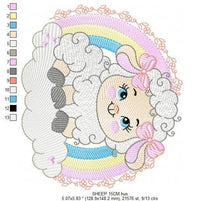 Cargar imagen en el visor de la galería, Sheep with rainbow embroidery design - Rainbow embroidery designs machine embroidery pattern - baby girl embroidery file newborn embroidery
