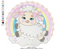 Laden Sie das Bild in den Galerie-Viewer, Sheep with rainbow embroidery design - Rainbow embroidery designs machine embroidery pattern - baby girl embroidery file newborn embroidery
