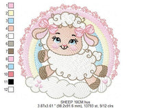 Charger l&#39;image dans la galerie, Sheep with rainbow embroidery design - Rainbow embroidery designs machine embroidery pattern - baby girl embroidery file newborn embroidery
