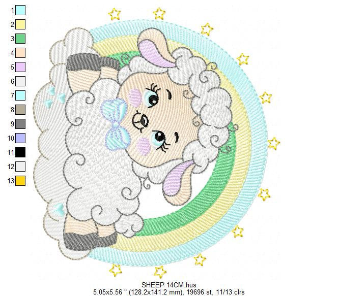 Sheep with rainbow embroidery design - Rainbow embroidery designs machine embroidery pattern - baby boy embroidery file newborn embroidery