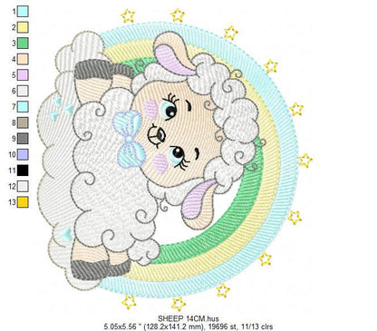 Sheep with rainbow embroidery design - Rainbow embroidery designs machine embroidery pattern - baby boy embroidery file newborn embroidery