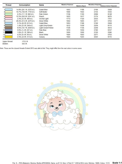 Sheep with rainbow embroidery design - Rainbow embroidery designs machine embroidery pattern - baby boy embroidery file newborn embroidery