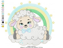 Carica l&#39;immagine nel visualizzatore di Gallery, Sheep with rainbow embroidery design - Rainbow embroidery designs machine embroidery pattern - baby boy embroidery file newborn embroidery
