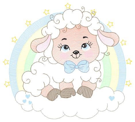 Sheep with rainbow embroidery design - Rainbow embroidery designs machine embroidery pattern - baby girl embroidery file newborn embroidery