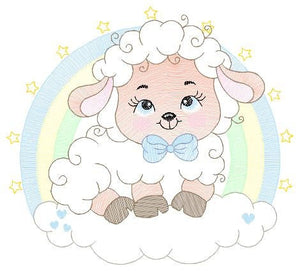 Sheep with rainbow embroidery design - Rainbow embroidery designs machine embroidery pattern - baby girl embroidery file newborn embroidery