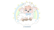 Charger l&#39;image dans la galerie, Sheep with rainbow embroidery design - Rainbow embroidery designs machine embroidery pattern - baby girl embroidery file newborn embroidery
