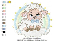 Charger l&#39;image dans la galerie, Sheep with rainbow embroidery design - Rainbow embroidery designs machine embroidery pattern - baby girl embroidery file newborn embroidery
