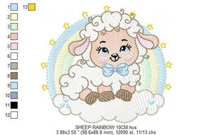 Sheep with rainbow embroidery design - Rainbow embroidery designs machine embroidery pattern - baby girl embroidery file newborn embroidery